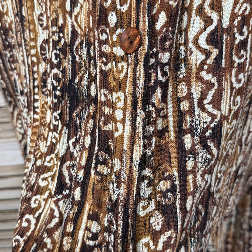 Outfit Dress Brown Patterned Two-Piece Set Maxi Size XL 1980's - Picture 5 of 15